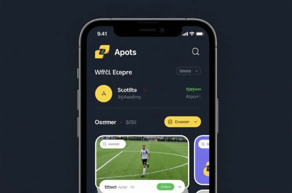 A clean and modern mobile user interface showing a sports application dashboard with minimalist design and dark theme