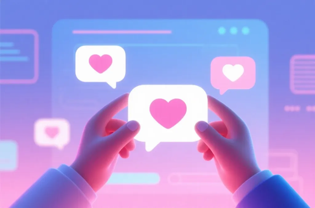 简洁干净的社区文明规范指南插图，包含心形与对话框元素